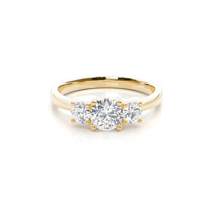 Yellow Gold Three Stone Diamond Rings