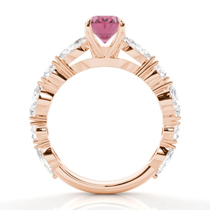 Krappenbesetzter rosa Turmalin-Verlobungsring