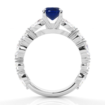 Verlobungsring mit blauem Saphir in Krappenfassung