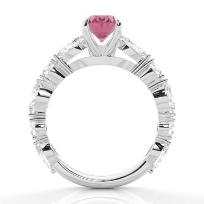 Krappenbesetzter rosa Turmalin-Verlobungsring