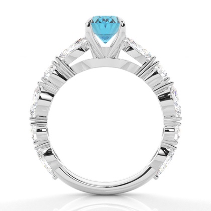 Verlobungsring mit blauem Topas in Krappenfassung