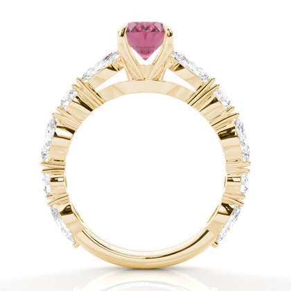 Krappenbesetzter rosa Turmalin-Verlobungsring