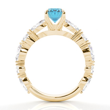 Verlobungsring mit blauem Topas in Krappenfassung