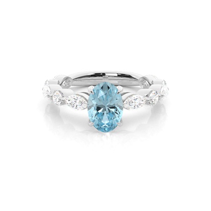 Prong Set Aqamarine Engagement Ring