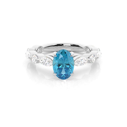Prong Set Blue Topaz Engagement Ring