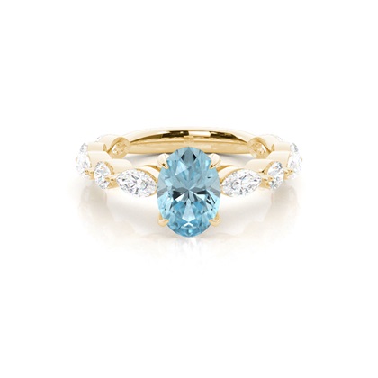 Prong Set Aqamarine Engagement Ring