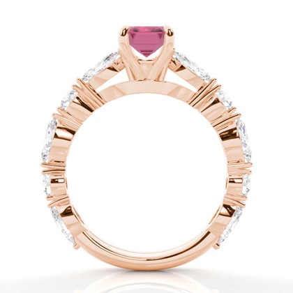 Krappenbesetzter rosa Turmalin-Verlobungsring