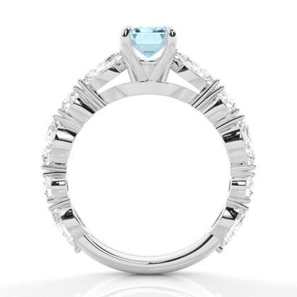 Krappenbesetzter Aquamarin-Verlobungsring