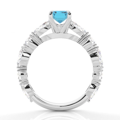 Verlobungsring mit blauem Topas in Krappenfassung