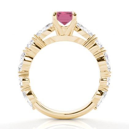 Krappenbesetzter rosa Turmalin-Verlobungsring