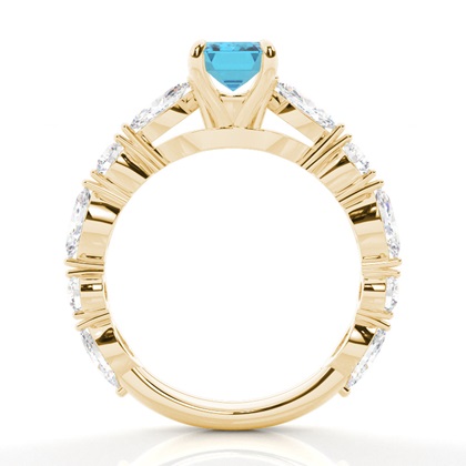 Verlobungsring mit blauem Topas in Krappenfassung