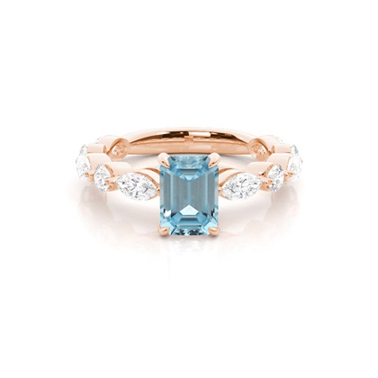 Prong Set Aqamarine Engagement Ring