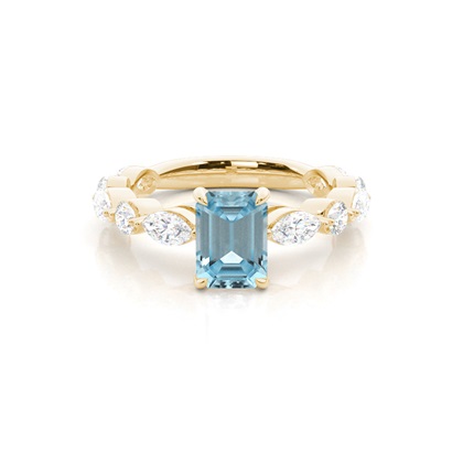 Prong Set Aqamarine Engagement Ring
