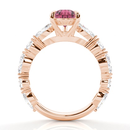 Krappenbesetzter rosa Turmalin-Verlobungsring