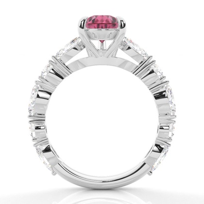 Krappenbesetzter rosa Turmalin-Verlobungsring