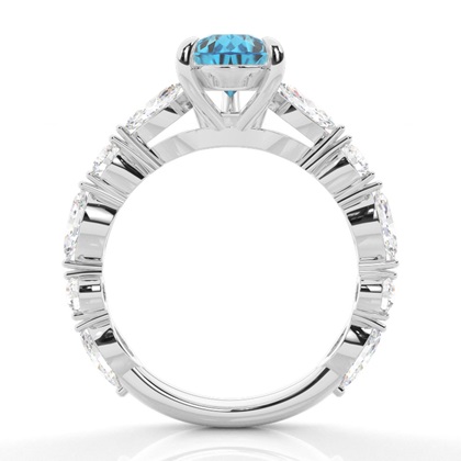 Verlobungsring mit blauem Topas in Krappenfassung