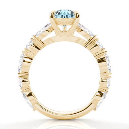 Krappenbesetzter Aquamarin-Verlobungsring