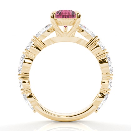 Krappenbesetzter rosa Turmalin-Verlobungsring