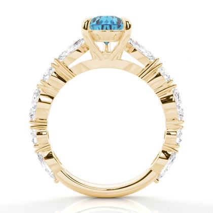 Verlobungsring mit blauem Topas in Krappenfassung