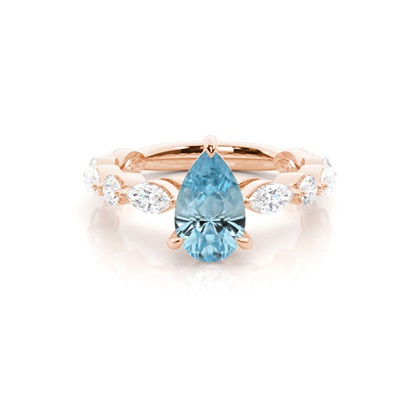 Prong Set Aqamarine Engagement Ring
