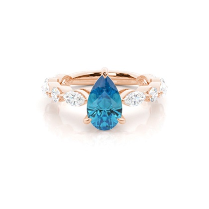 Prong Set Blue Topaz Engagement Ring