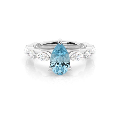 Prong Set Aqamarine Engagement Ring