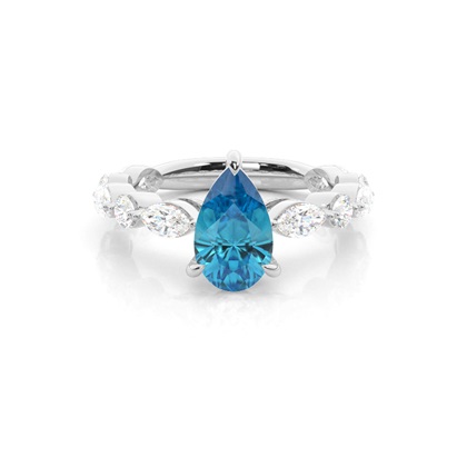 Prong Set Blue Topaz Engagement Ring