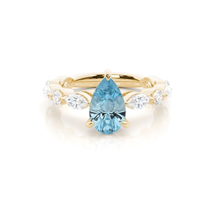 Prong Set Aqamarine Engagement Ring