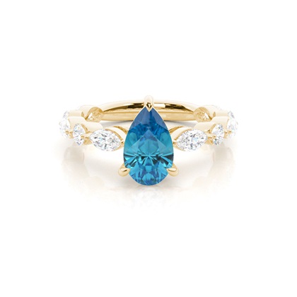 Prong Set Blue Topaz Engagement Ring