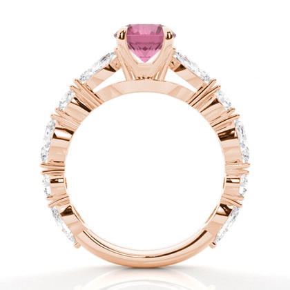 Krappenbesetzter rosa Turmalin-Verlobungsring