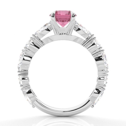 Krappenbesetzter rosa Turmalin-Verlobungsring