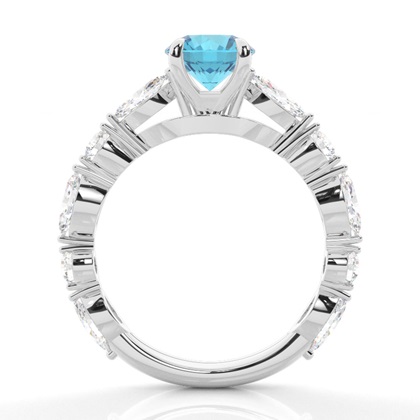 Verlobungsring mit blauem Topas in Krappenfassung