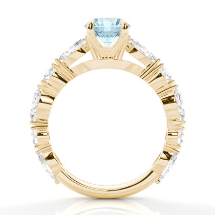 Krappenbesetzter Aquamarin-Verlobungsring