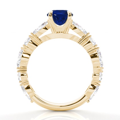 Verlobungsring mit blauem Saphir in Krappenfassung