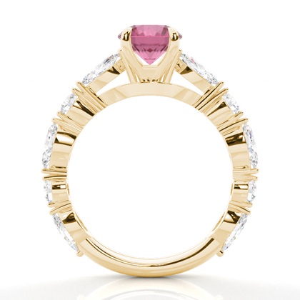 Krappenbesetzter rosa Turmalin-Verlobungsring