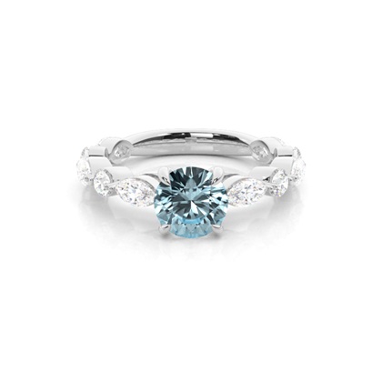 Prong Set Aqamarine Engagement Ring