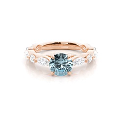 Prong Set Aqamarine Engagement Ring