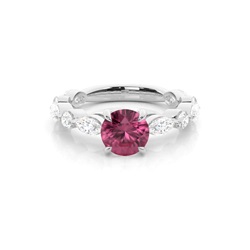 Krappenbesetzter rosa Turmalin-Verlobungsring