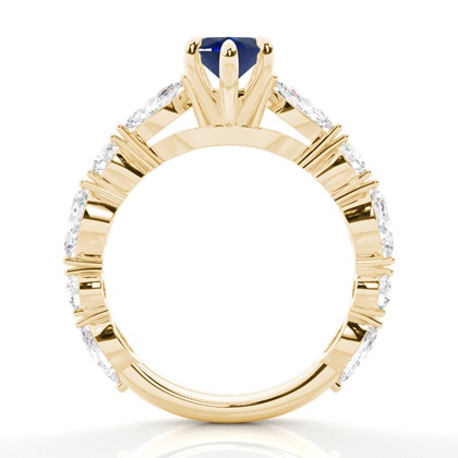 Verlobungsring mit blauem Saphir in Krappenfassung