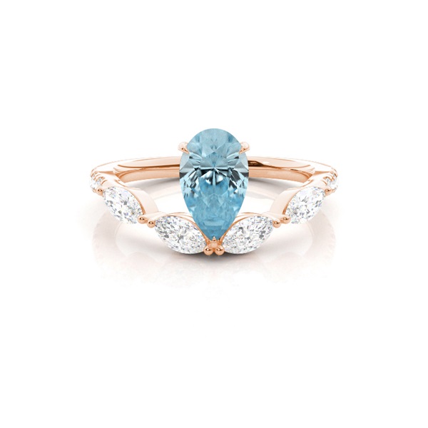 Prong Set Aqamarine Engagement Ring