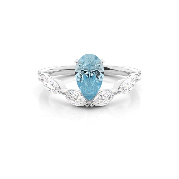 Prong Set Aqamarine Engagement Ring