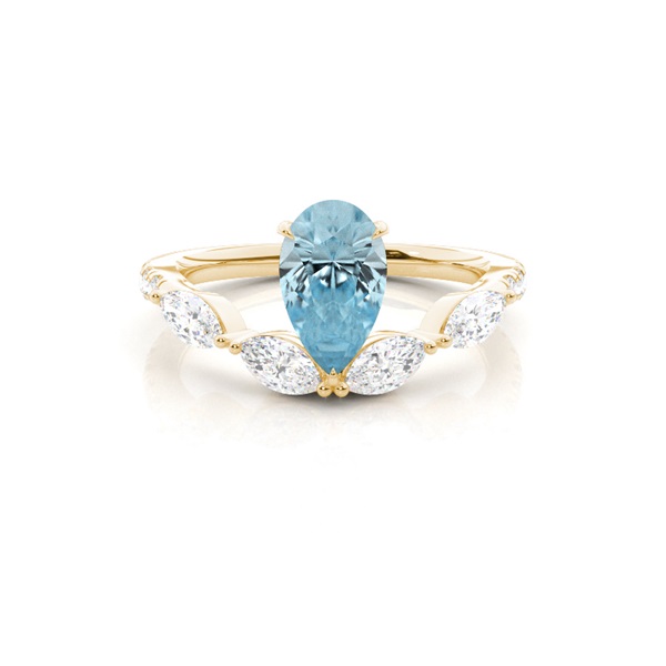Prong Set Aqamarine Engagement Ring