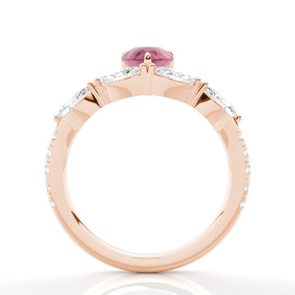 Krappenbesetzter rosa Turmalin-Verlobungsring