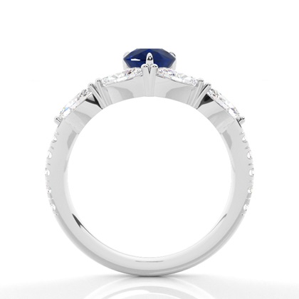 Verlobungsring mit blauem Saphir in Krappenfassung