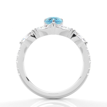 Verlobungsring mit blauem Topas in Krappenfassung