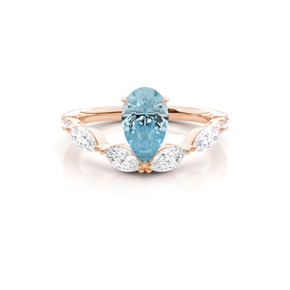 Prong Set Aqamarine Engagement Ring