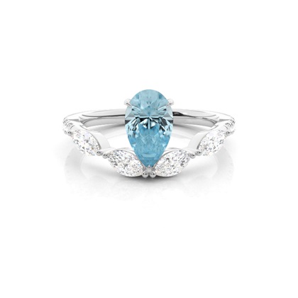 Prong Set Aqamarine Engagement Ring