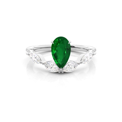 Prong Set Emerald Engagement Ring