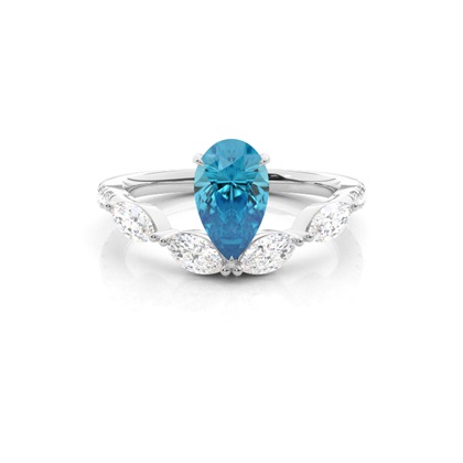 Prong Set Blue Topaz Engagement Ring