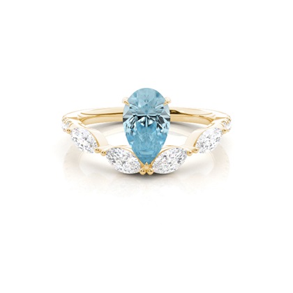 Prong Set Aqamarine Engagement Ring